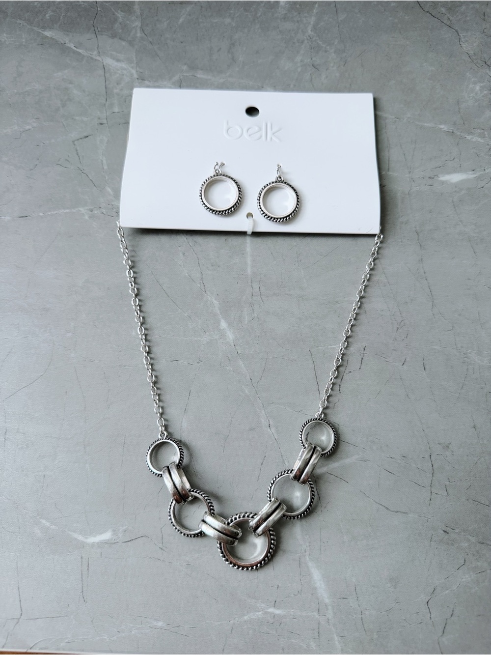 Belk Silver Linked Circle Necklace & Earring Set